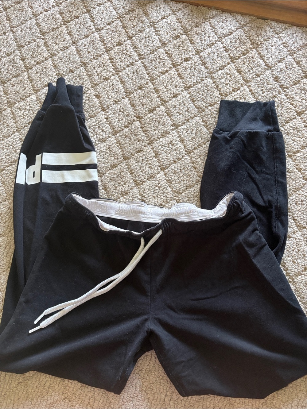 Victoria's Secret Black Joggers with White Drawstring
